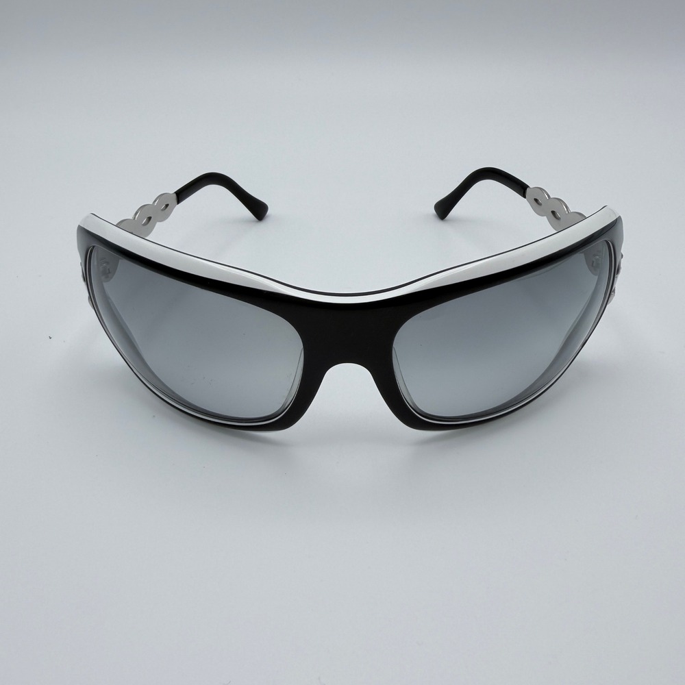 Versace MOD 4070-B Black White Wrap Sunglasses Crystal Medusa Made in Italy